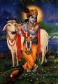 クリシュナと牛と孔雀 ヒンドゥー教